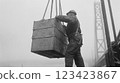 Industrial evolution: A monochrome portrayal of early twentieth century bridge and skyscraper construction, engineering feats and architectural reflecting the spirit of innovation. 123423867