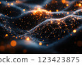 Quantum threads: concept of quantum strings, illustrating the intricate, invisible threads that form foundation of universe's fundamental structure, weaving through the fabric of reality. 123423875