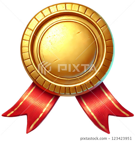 gold medal with red ribbon 123423951