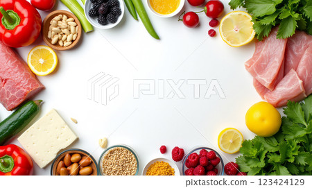 Ketogenic diet food. Healthy low carbs products. Keto diet concept. 123424129