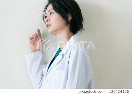 A woman in a white coat A woman in a white coat 123424166
