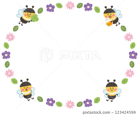 Cute bee and flower frame illustration 123424599