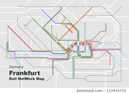 Layered editable vector illustration of Rail Network Map of Frankfurt,Germany 123424710