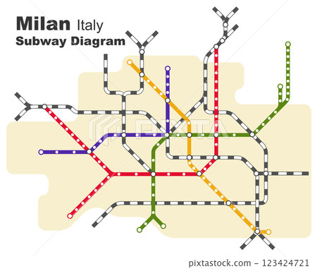 Layered editable vector illustration of the subway diagram of Milan,Italy. Layered editable vector illustration of the subway diagram of Milan,Italy. 123424721