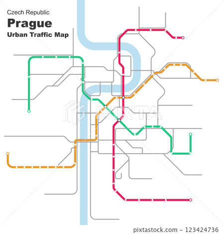 Layered editable vector illustration of Urban Traffic Map of Prague,Czech Republic 123424736