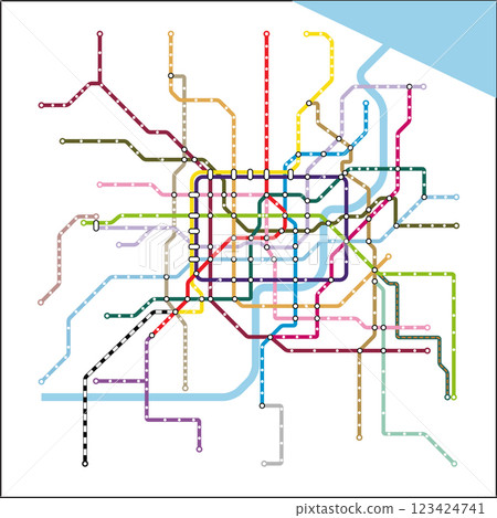 Layered editable vector illustration of the subway diagram of Shanghai City,China. 123424741
