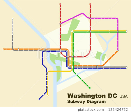 Layered editable vector illustration of the subway diagram of Washington,DC,USA. Layered editable vector illustration of the subway diagram of Washington,DC,USA. 123424752