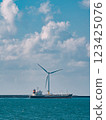 Scenery of wind turbines on the sea 123425076