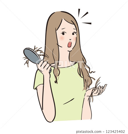 Beautiful woman with long hair suffering from hair problems 123425402