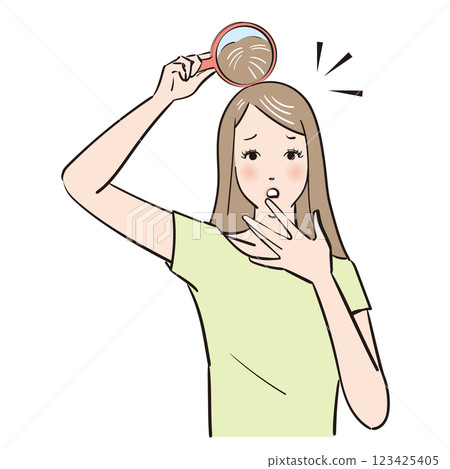 長髮美女,患有頭髮問題 長髮美女,患有頭髮問題 123425405