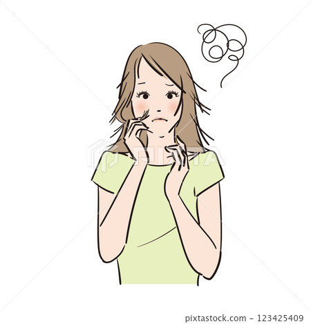 長髮美女,患有頭髮問題 長髮美女,患有頭髮問題 123425409