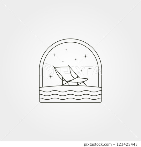 deck chair line art icon symbol minimalist illustration design 123425445