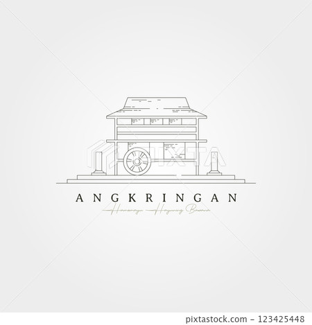 angkringan cart traditional shop from indonesian vector logo symbol illustration design. 123425448