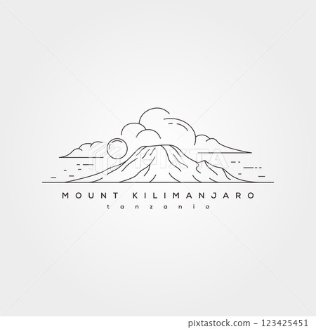 mount kilimanjaro landscape line art vector symbol illustration design, tanzania mountain national park minimal design 123425451