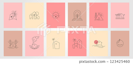 nature house vector logo set illustration, natural home icon symbol illustration design, real estate collection logo design nature house vector logo set illustration, natural home icon symbol illustration design, real estate collection logo design 123425460