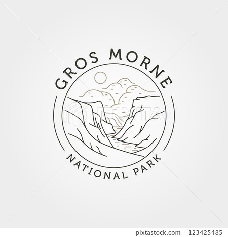 gros morne national park line logo vector illustration design, famous canada national park design gros morne national park line logo vector illustration design, famous canada national park design 123425485