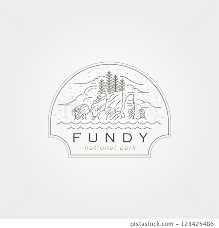 beautiful sea at fundy national park line art logo vector illustration design beautiful sea at fundy national park line art logo vector illustration design 123425486