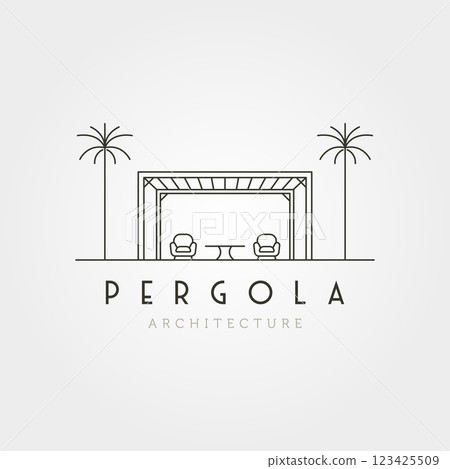 vector of pergola line art icon logo illustration design, minimalist architecture design vector of pergola line art icon logo illustration design, minimalist architecture design 123425509