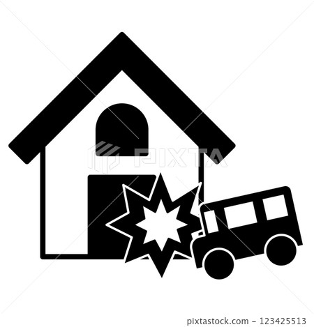 Illustration of a car hitting a house Illustration of a car hitting a house 123425513
