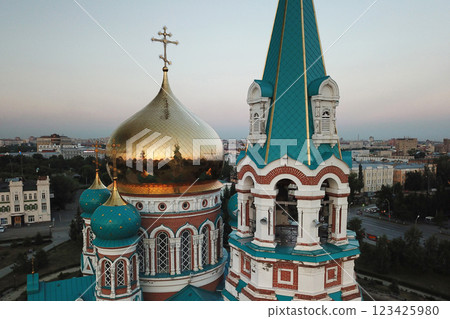Aerial view of the Assumption Cathedral in Omsk 123425980
