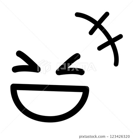 Hand-drawn cute emoticons and emoticons icons: smile, laughter, black Hand-drawn cute emoticons and emoticons icons: smile, laughter, black 123426320