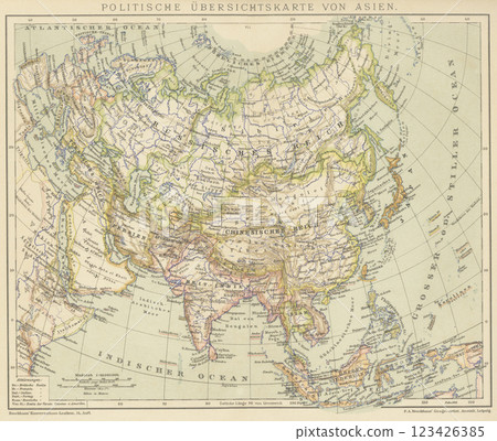 Early 20th Century World Map Asia 123426385