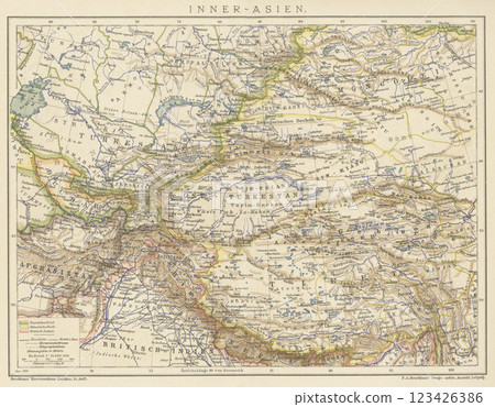 Early 20th Century World Map Central Asia 123426386