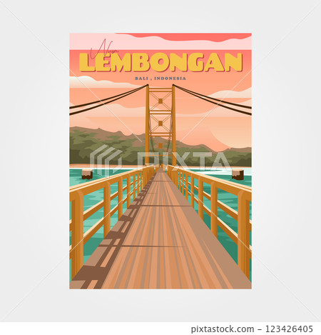 nusa lembongan bali travel poster vintage illustration design, bali poster design 123426405
