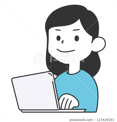 A woman operating a personal computer A woman operating a personal computer 123426581