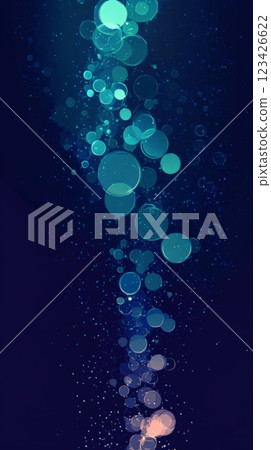 Abstract depiction of rippling water with raindrops creating a mesmerizing underwater scene. Soft blue and green hues blend seamlessly, evoking tranquility and fluidity 123426622