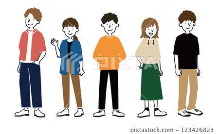Illustration of young people standing, men and women 123426823