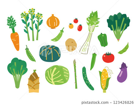 新鮮的春夏蔬菜插畫 123426826