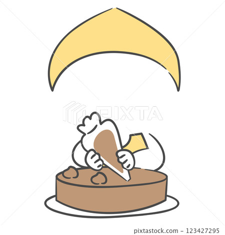 Character illustration of children making a cake with a face cutout baking class 123427295