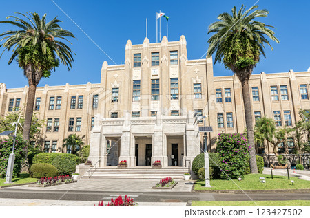 Miyazaki Prefectural Office Building in clear skies, Miyazaki City, Miyazaki Prefecture Miyazaki Prefectural Office Building in clear skies, Miyazaki City, Miyazaki Prefecture 123427502