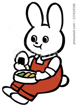 一隻兔子吃湯圓的插圖 123428186
