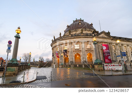 Bode Museum, mixed art collection of sculptures, paintings, Byzantine art and coins in Museum Island complex in Berlin, Germany 123428657
