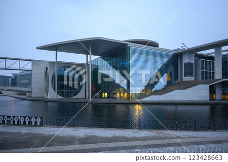Spree river and Marie Elisabeth Luders House in new parliamentary complex of the government quarter in Berlin, Germany Spree river and Marie Elisabeth Luders House in new parliamentary complex of the government quarter in Berlin, Germany 123428663
