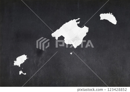 Map of the Balearic Islands drawn on a blackboard Map of the Balearic Islands drawn on a blackboard 123428852