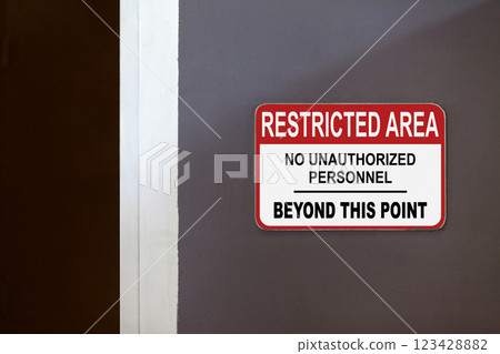 Restricted Area, No unauthorized personnel beyond this point Restricted Area, No unauthorized personnel beyond this point 123428882