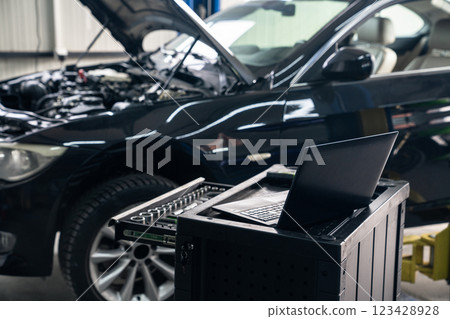 Diafnostics of car software in the car service 123428928