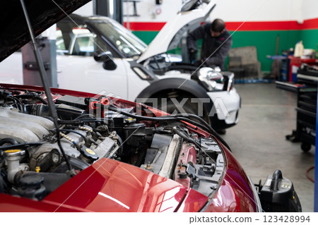 Car service workshop. Car repair Car service workshop. Car repair 123428994