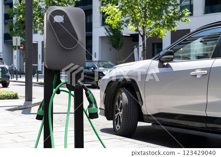 Close-up of electric charging station 123429040