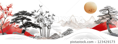 Auspicious Japanese patterns 123429173