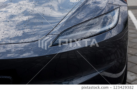 Headlight modern luxury car. 123429382