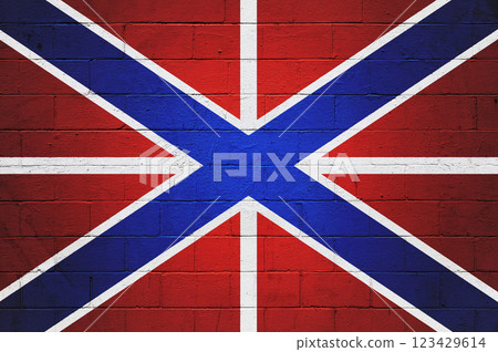 Russian Naval Jack Flag painted on a wall Russian Naval Jack Flag painted on a wall 123429614