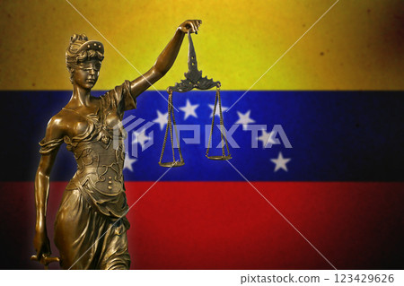 Lady Justice before a flag of Venezuelia 123429626