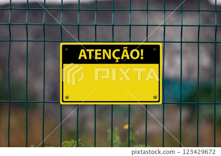 Portuguese Attention sign with copy space Portuguese Attention sign with copy space 123429672