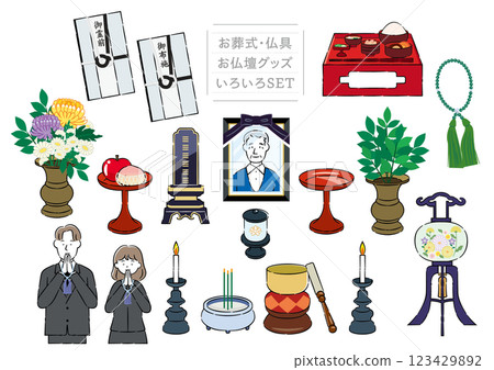 葬禮、佛壇、祭壇佈景插圖 葬禮、佛壇、祭壇佈景插圖 123429892