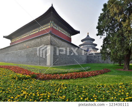 Temple of Heaven, where emperors of the Ming and Qing dynasties prayed to Heaven for good harvest, in Beijing, China on 123430111