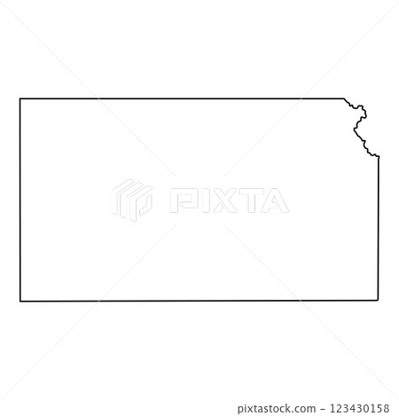 Sleek Kansas Outline, Minimalist State Map in Black Silhouette 123430158